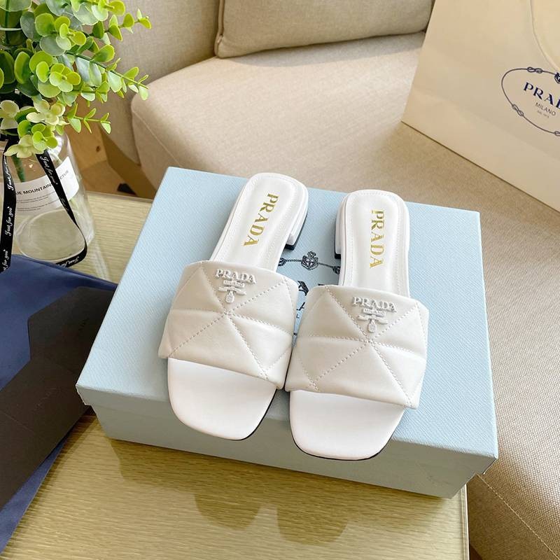 ★Japan!! Popular! Prada Saffiano Leather Slide Sandals Replica put31232