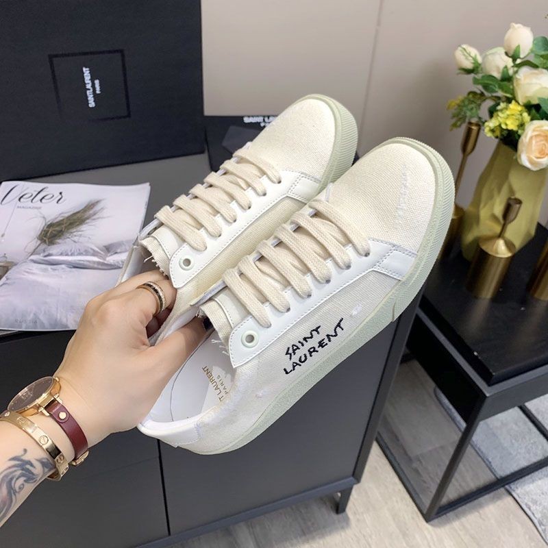 Sold out Saint Laurent Court Classic Canvas Distressed Sneakers Replica 610648GUP109113