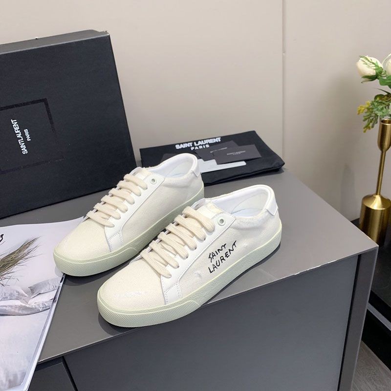 Sold out Saint Laurent Court Classic Canvas Distressed Sneakers Replica 610648GUP109113
