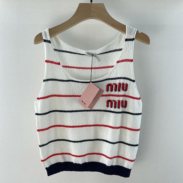 Eye-catching colors Miu Miu striped knit tank top replica myl24350 Eye-catching colors Miu Miu striped knit tank top replica myl24350