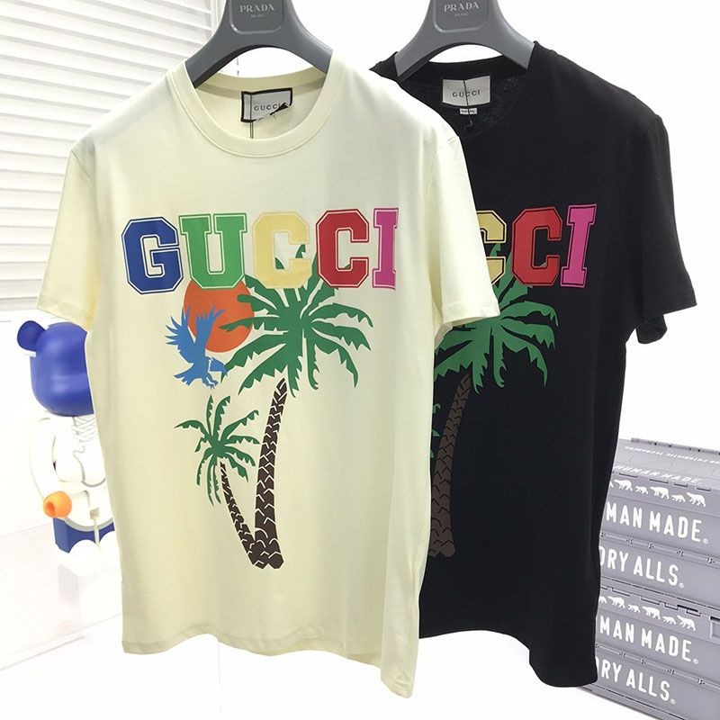 Very popular! New Gucci Palm Tree Cotton Jersey T-shirt, 2 colors, 548334XJEOW7548 Very popular! New Gucci Palm Tree Cotton Jersey T-shirt, 2 colors, 548334XJEOW7548