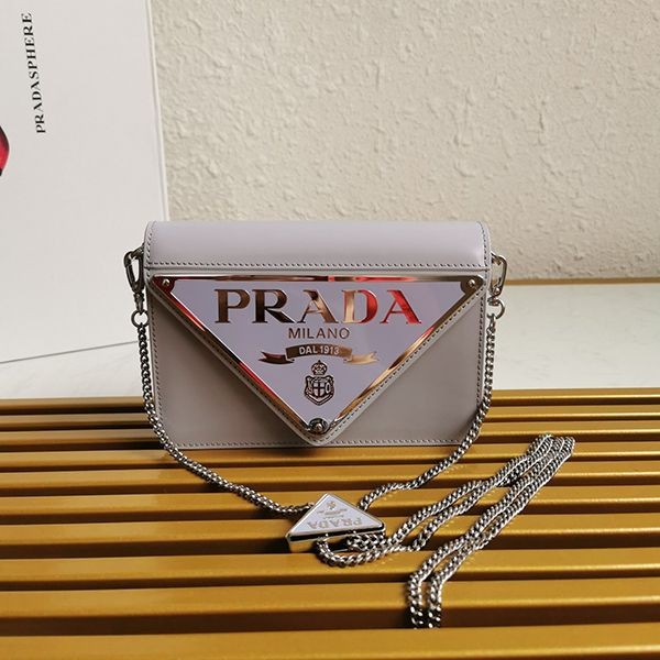 Competition for Prada brushed leather shoulder bag with big logo and chain put17927