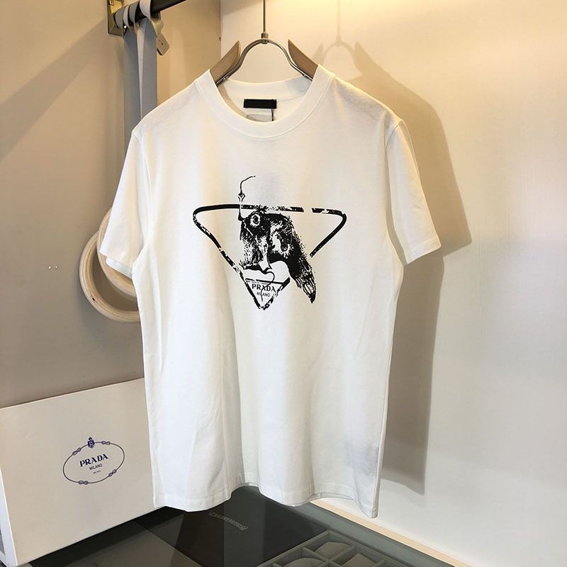 New Spring/Summer Prada Logo Cotton T-shirt Replica pub25537