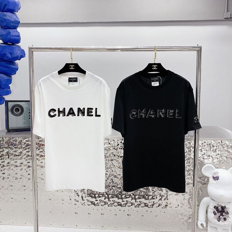 《22CR★》Chanel T-shirt copy print ready-to-wear new short sleeve 2 colors shw83073
