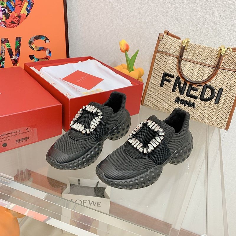 Free shipping [Roger Vivier] Vive Run Light Covered Buckle Sneakers Replica roc50861