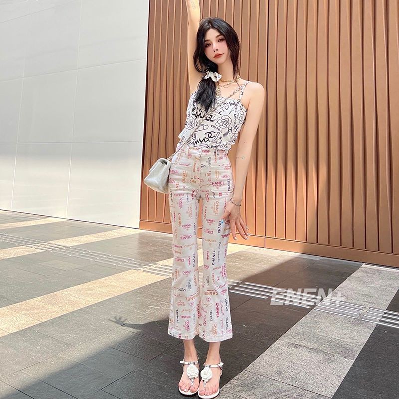 Rare limited edition Chanel glitter Coco mark jeans replica shg42348