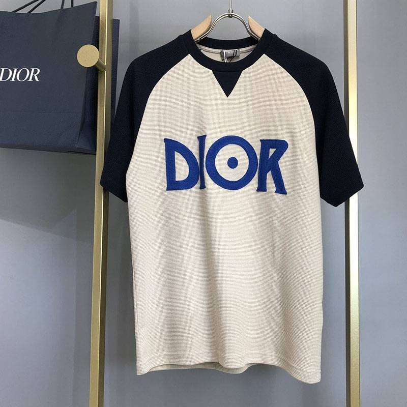 Spring/Summer New Dior Logo T-Shirt Replica Color Blocking dex03723