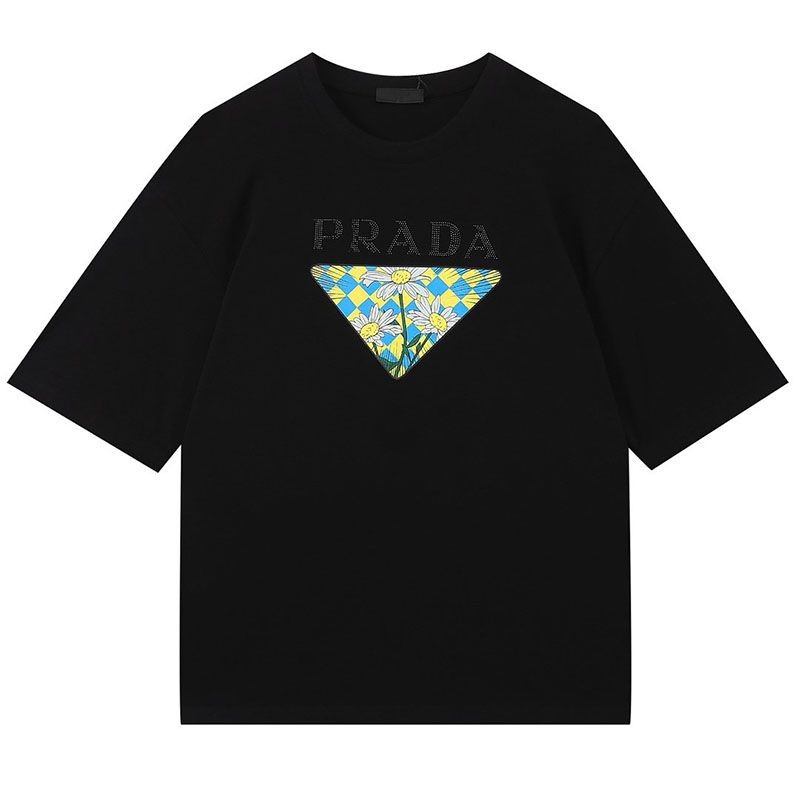 Cute Prada Logo Cotton T-shirt Replica pux60442