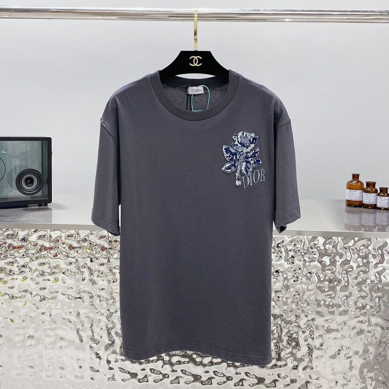 Free shipping Dior T-shirt fake CD embroidery collaboration lion oversized free shipping dew33768