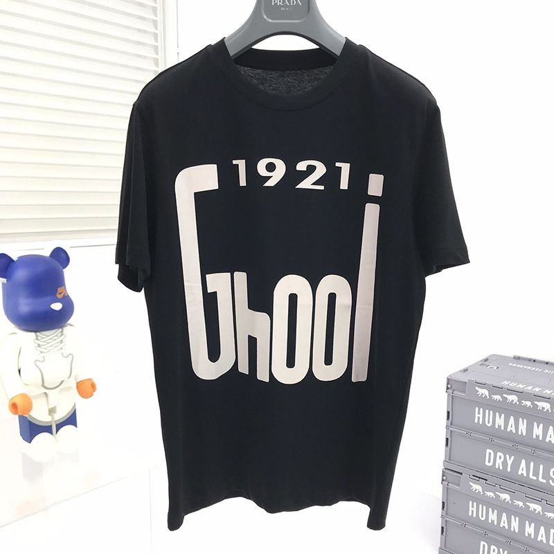 Very popular: Gucci Crystal "1921 Gucci" Cotton T-shirt replica gue59187 Very popular: Gucci Crystal "1921 Gucci" Cotton T-shirt replica gue59187
