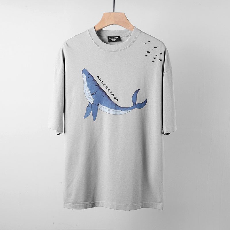 Cute Balenciaga ★ Logo Damaged Fake T-shirt bap72661