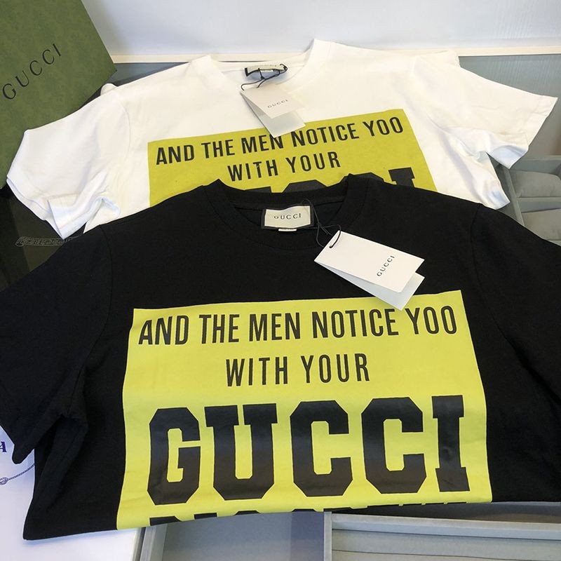 Very popular all over the world? Gucci logo cotton T-shirt copy with back flower applique 2 colors gus17426