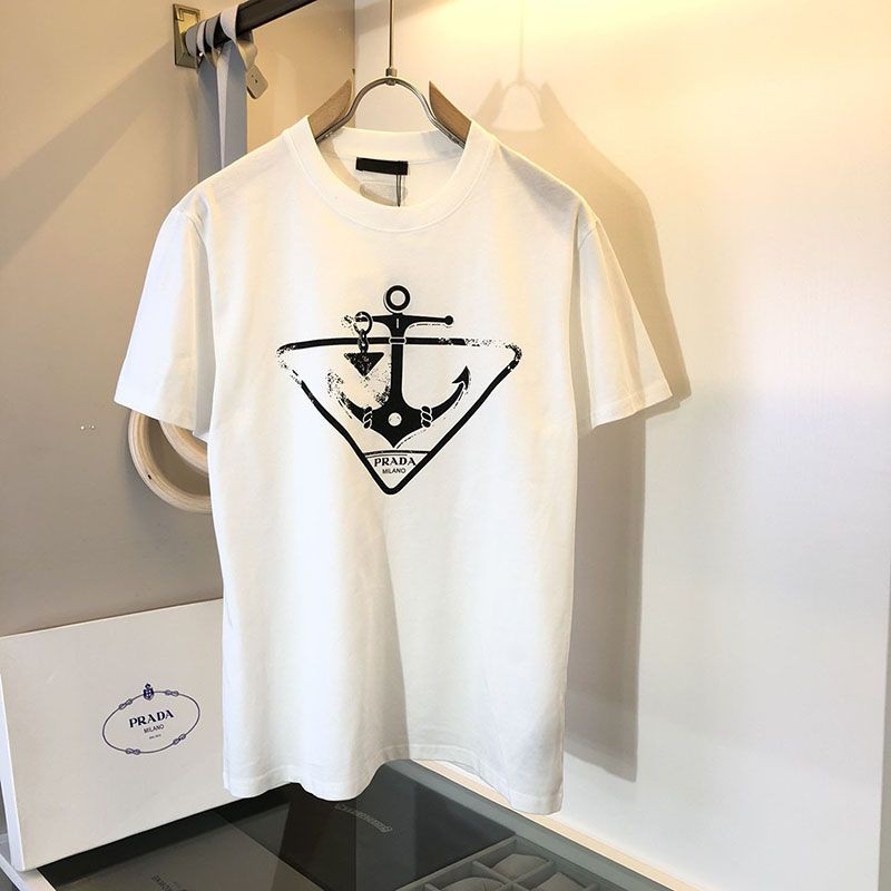 New Spring/Summer Prada Replica Logo Cotton T-Shirt puc58898