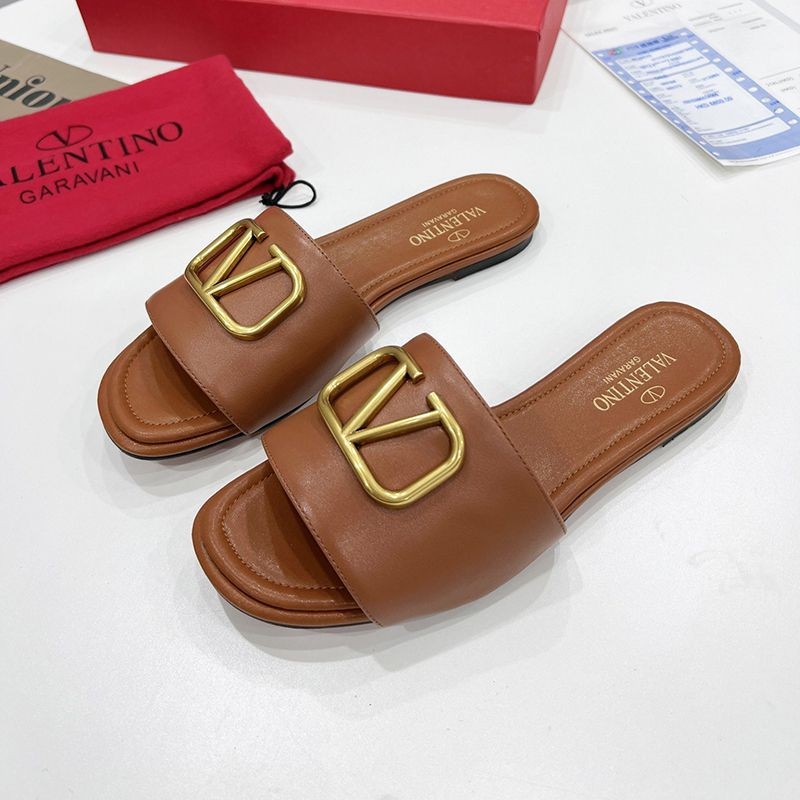 Lowest price challenge ★ Valentino ★ VLOGO leather slide sandals fake Vum45559