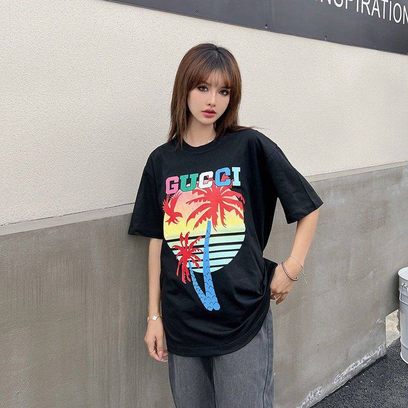 21AW New Gucci Palm Cotton T-shirt Copy guc81693 21AW New Gucci Palm Cotton T-shirt Copy guc81693