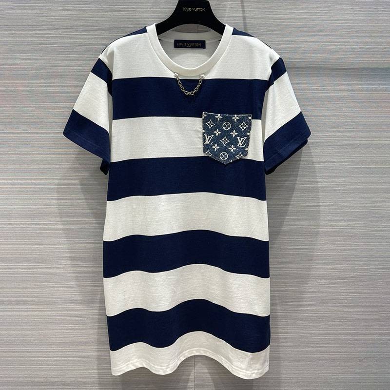 No.1 popular Louis Vuitton replica striped monogram pocket dress vup07704