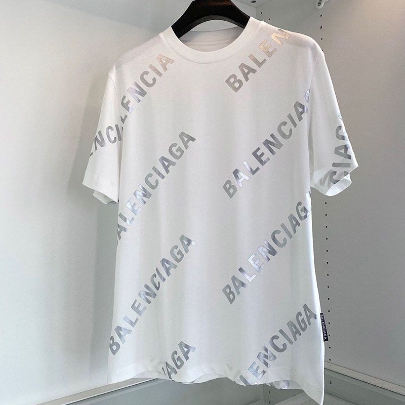 Very popular! Balenciaga ALLOVER SPORTY LOGO Fitted T-shirt copy bal23559