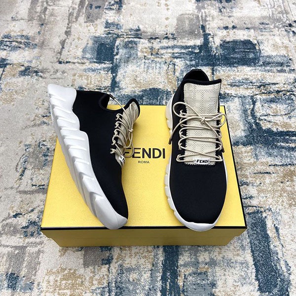 Eye-catching color Fendi Knitted Socks Sneakers Fake Black fef15763