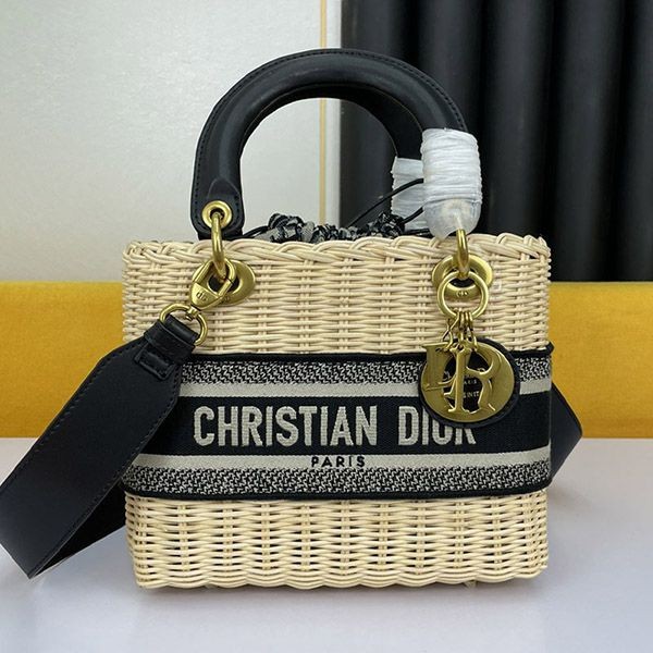 Very popular!! New color Lady Dior Wicker & Jacquard Medium Bag Replica del49502
