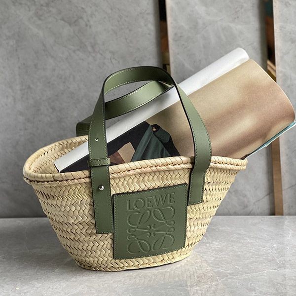 21-22AW Loewe Basket Bag Replica (Palm Leaf & Calfskin) A223S92X04