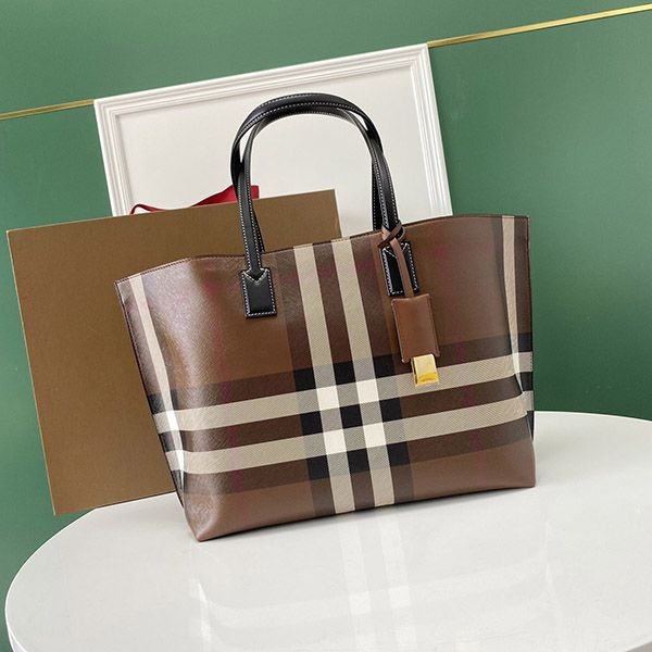 Burberry Medium Check & Leather Tote Replica Bak90632, popular worldwide