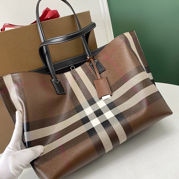 Burberry Medium Check & Leather Tote Replica Bak90632, popular worldwide