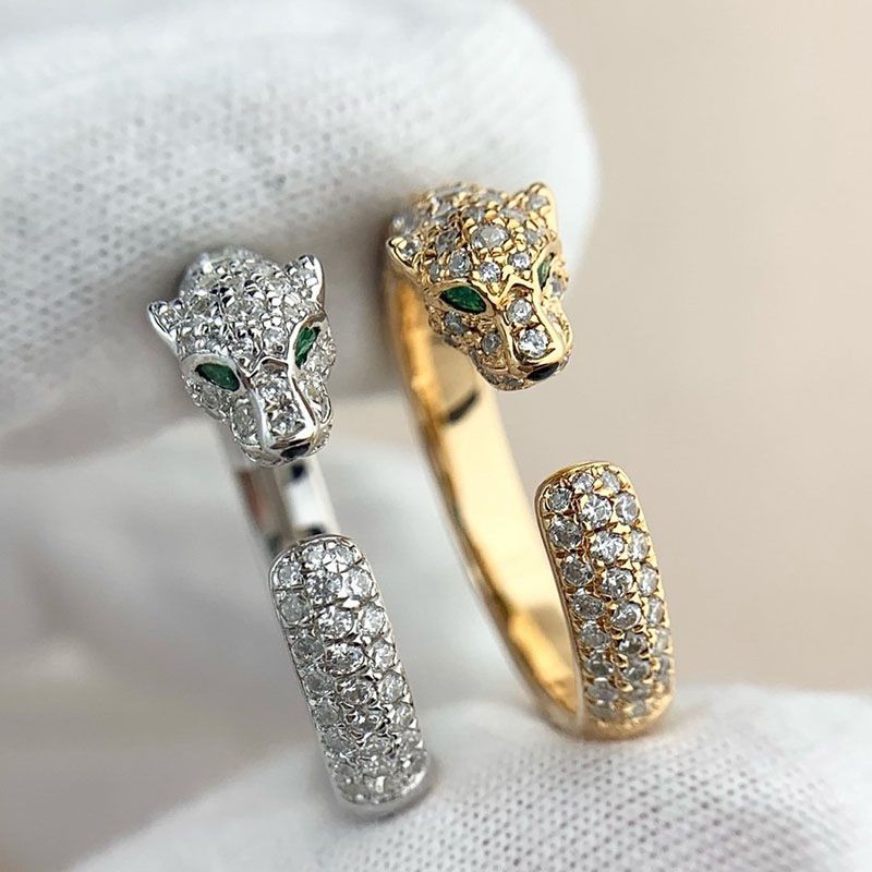 Eye-catching color Panthere de Cartier ring replica in two colors kam67045