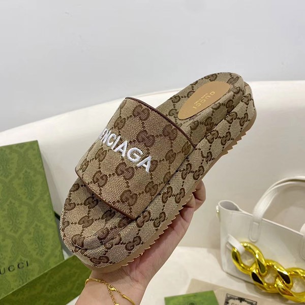 Super Hot Topic! Gucci Balenciaga Maxi GG Canvas Slide Sandals Replica guj71368 Super Hot Topic! Gucci Balenciaga Maxi GG Canvas Slide Sandals Replica guj71368