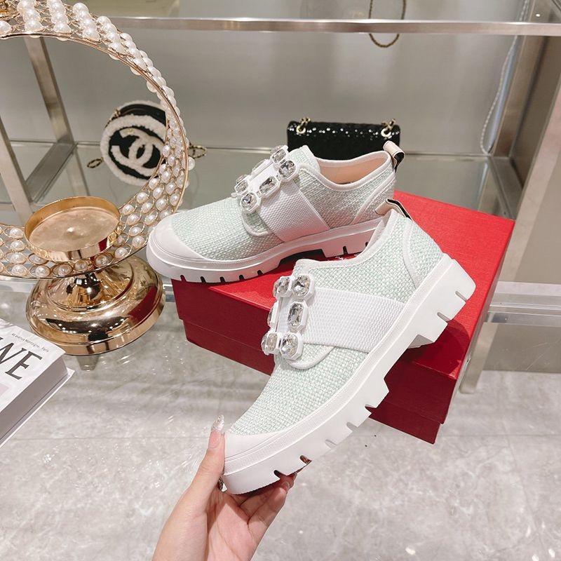 Hard to find [Roger Vivier] Viv Skate Glitter Leather Sneakers Replica roa38852