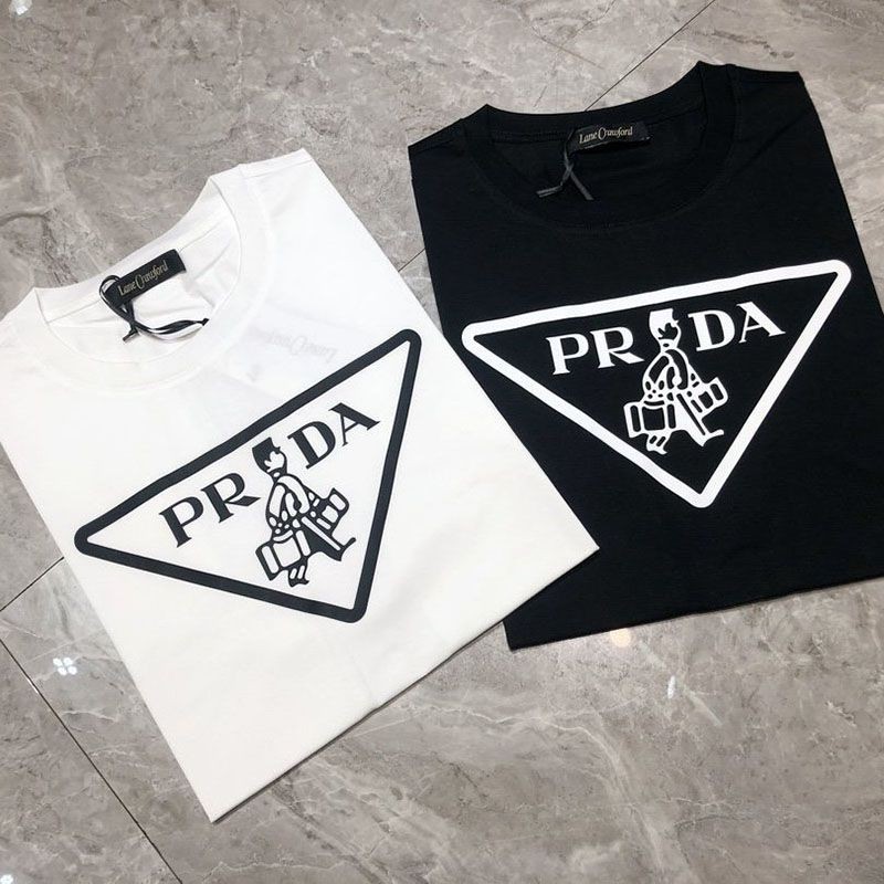 Rare Prada logo cotton T-shirt replica in 2 colors pus93005