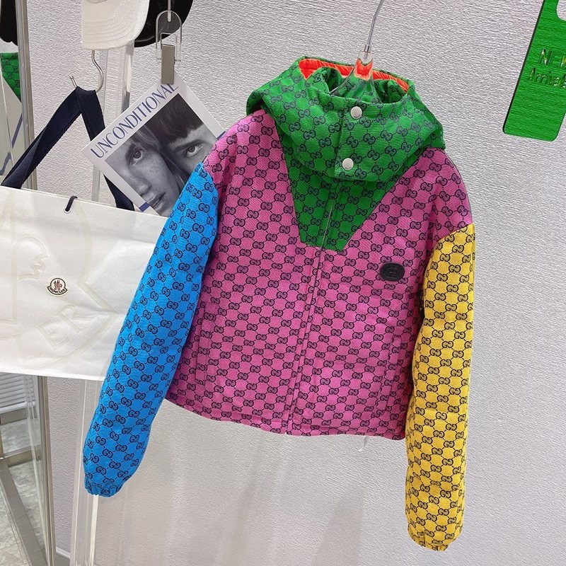 Rare Gucci Jacket Replica Canvas Hood Multicolor gur20517