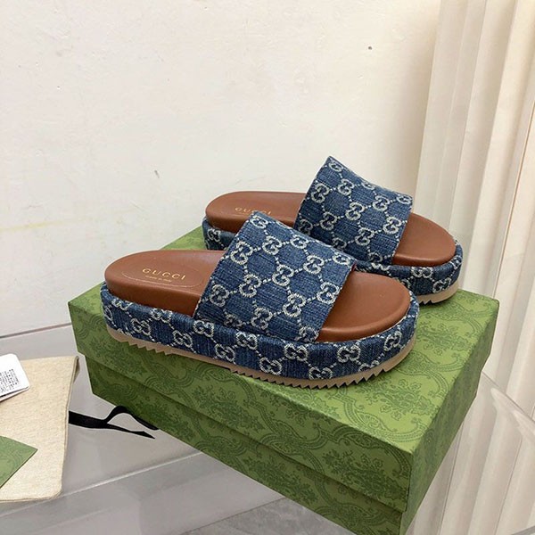 Not available in Japan [Gucci] Original GG platform slide sandals replica gus20621