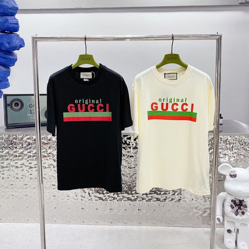 Rare color ☆ Gucci logo cotton T-shirt replica with back flower applique gua22340