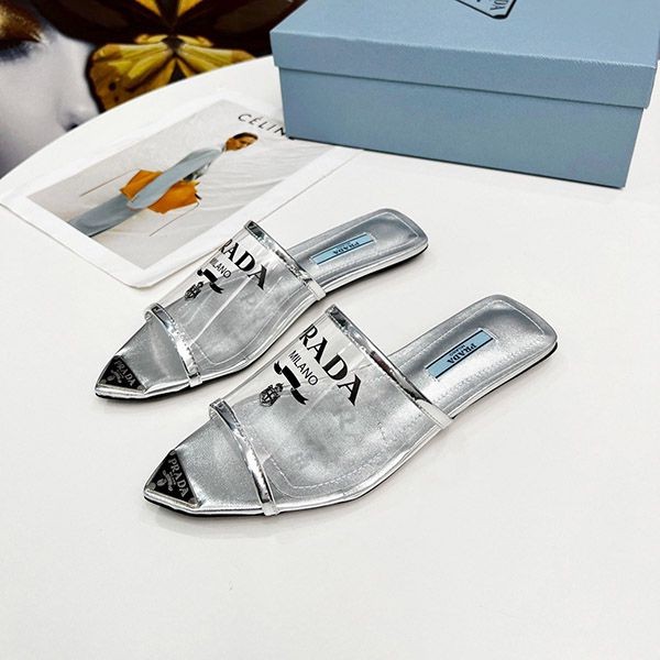 Free shipping Prada logo print Plex sandals fake pun03805