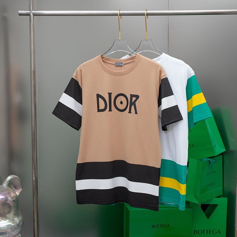 No.1 Popular Dior ◆ High quality simple logo embroidered cotton jersey T-shirt fake 2 colors dex57835