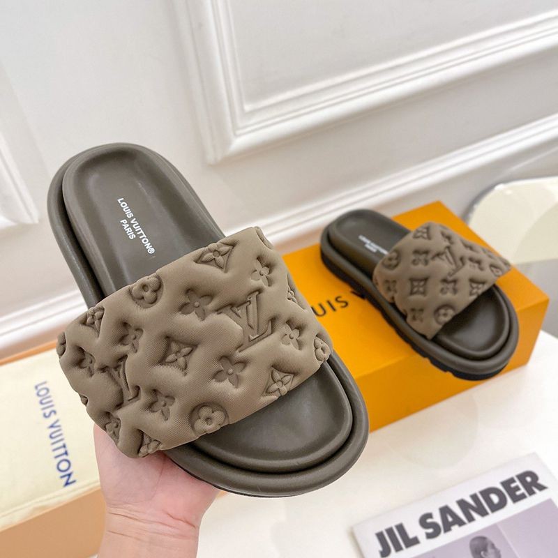 No.1 Popular Louis Vuitton Sandals Monogram Velcro Strap Mules Replica vur01139