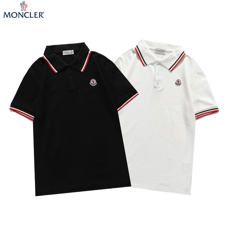 Not available in Japan Moncler Tricolor Tape Detail Polo Shirt Replica 2 Colors mon55098