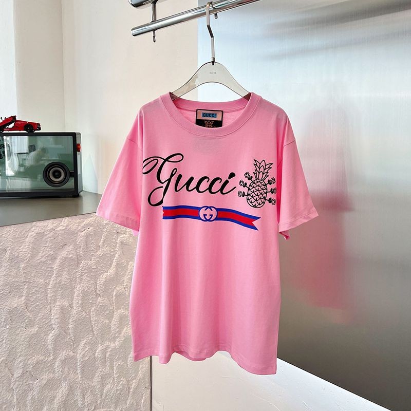 Eye-catching color Gucci logo cotton T-shirt copy back flower applique gue60806