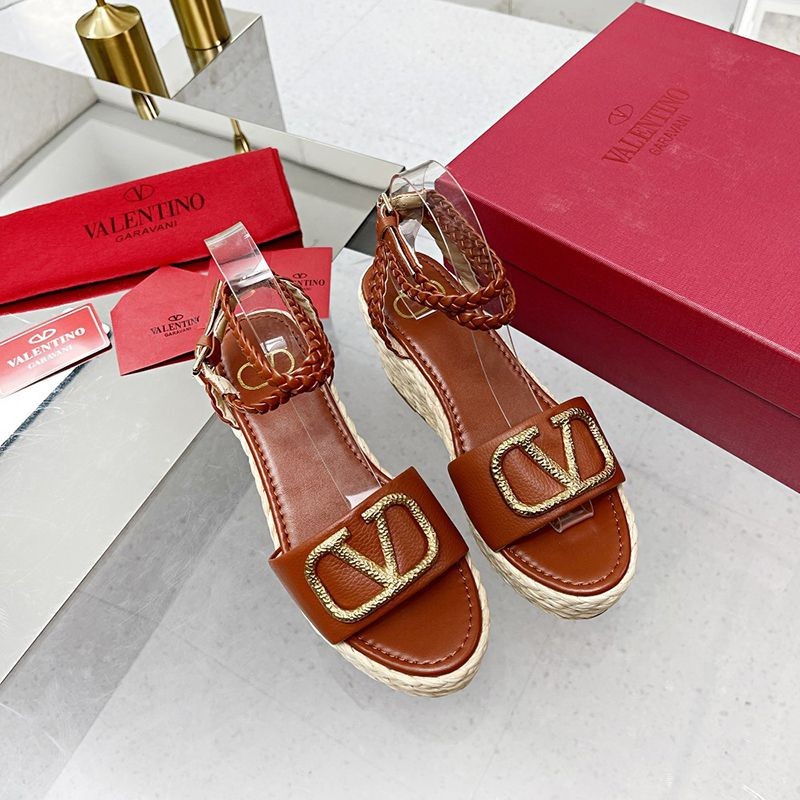 Cute Valentino strap wedge sandals raffia pink replica outlet Vuo16756