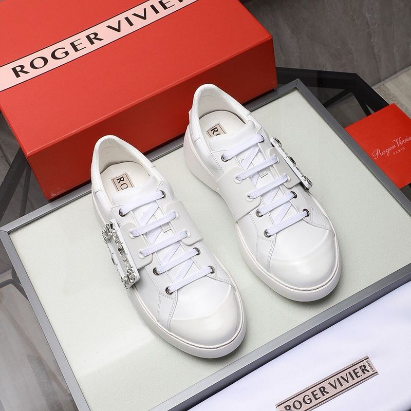 New sale item [Roger Vivier] Viv Skate Glitter Leather Sneakers Replica rom33076