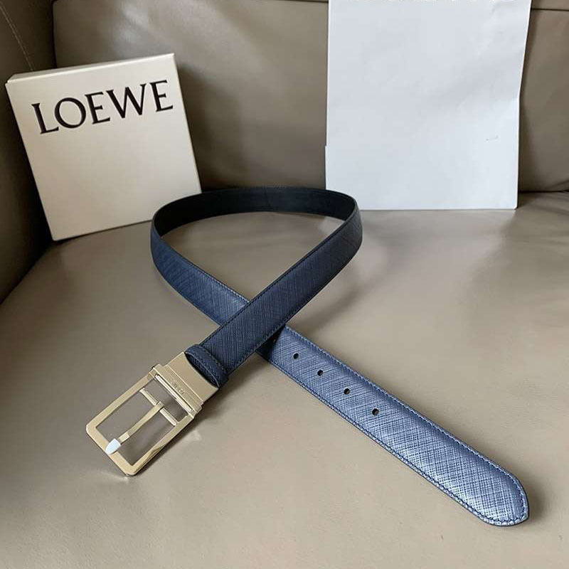 Popular high quality [LOEWE] calf leather anagram buckle reversible belt copy loh34544
