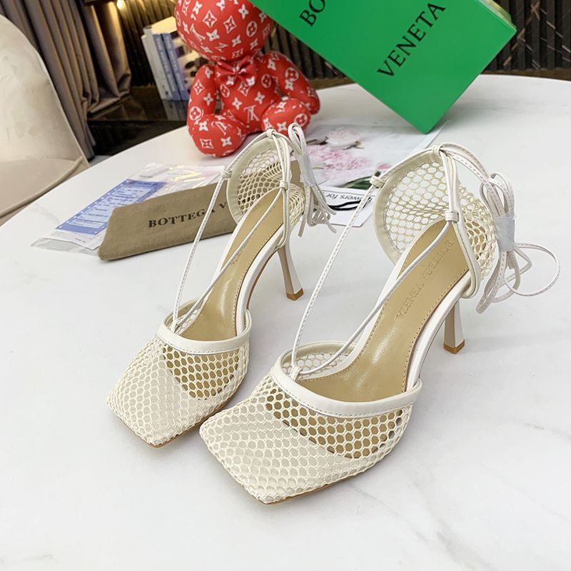 Extremely rare! Fake Bottega Veneta stretch sandals 9cm lambskin bow04662