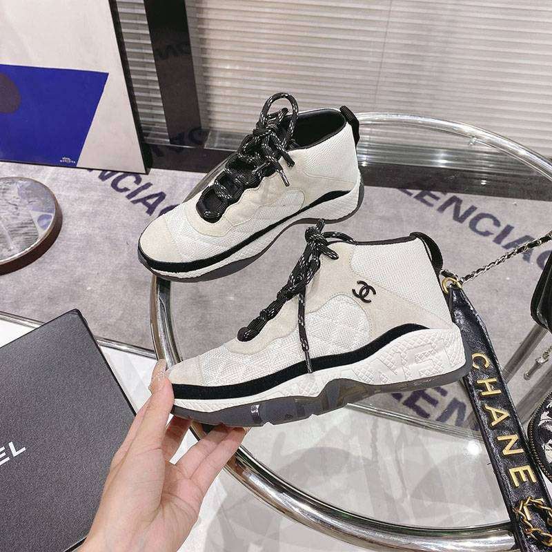 New Spring Chanel Replica Mesh High Top Sneakers shs39584