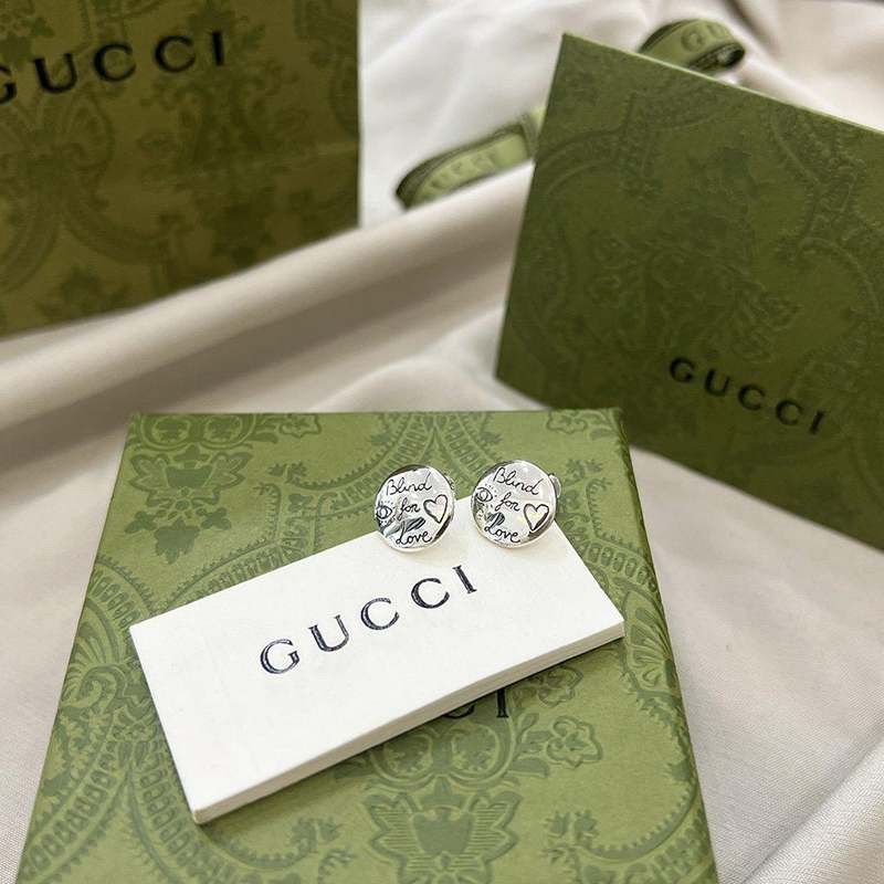 Battle for Gucci Blind for Love Silver Earrings Replica guk56702