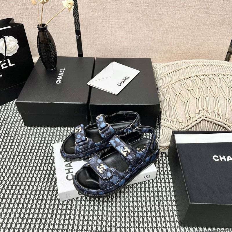 21AW New Chanel Replica Sandals Print Fabric shc49369