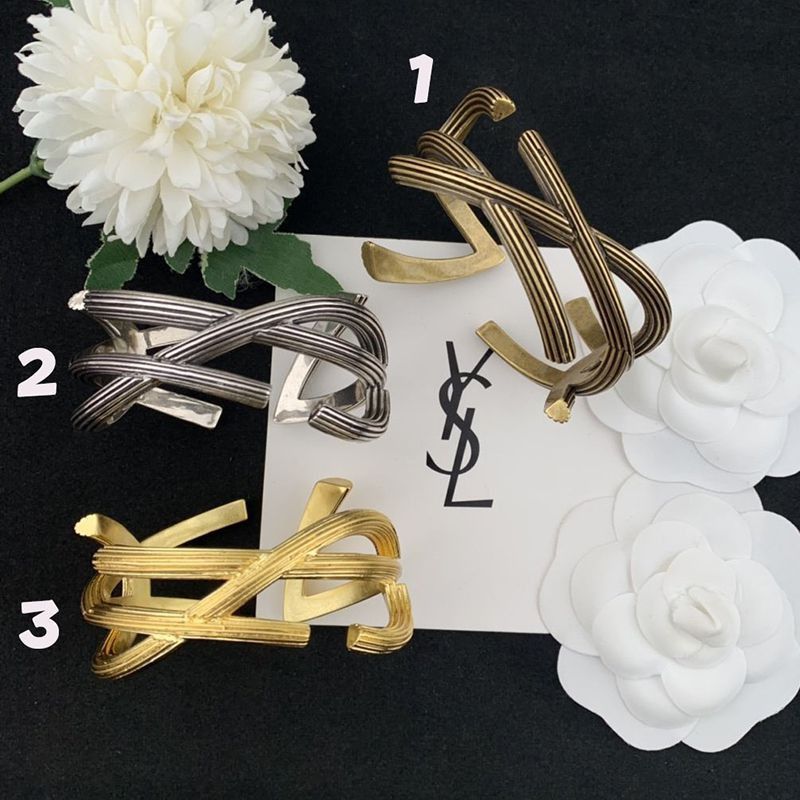 ☆Super popular☆Saint Laurent Pariopium Twist Cuff Bracelet Replica YSL Logo 3 colors 669670Y1500