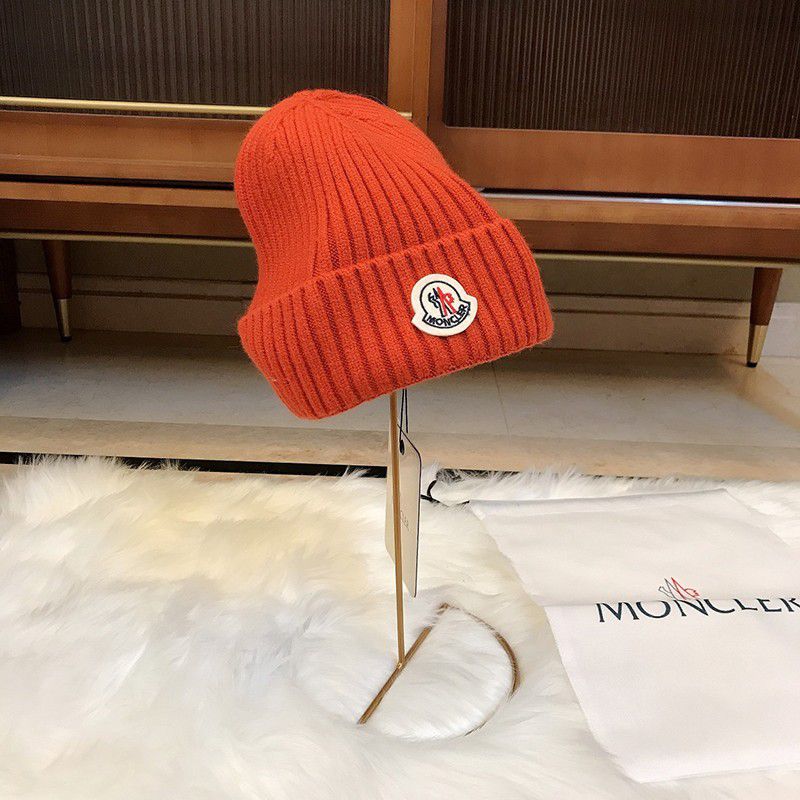 Not available in Japan Moncler Ribbed Beanie Logo Patch Knit Hat Replica mos03412