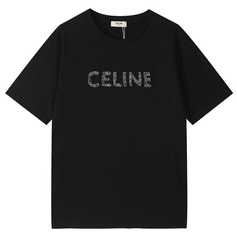 Best Price Challenge Celine Replica Loose T-Shirt Cotton Black Cev25258