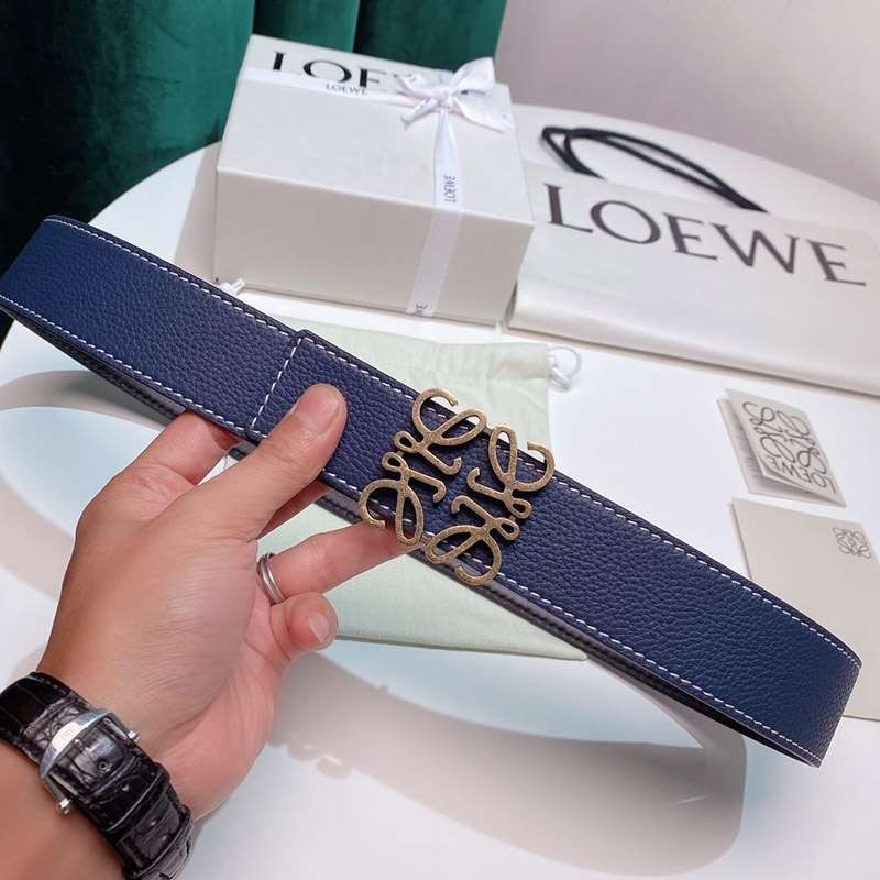 ☆Super popular☆ [Loewe fake] Calf leather anagram buckle reversible belt loc69497