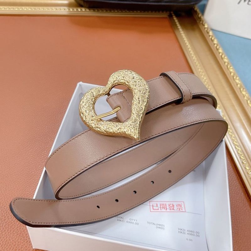 Popular Yves Saint Laurent Heart Buckle Leather Belt Replica 30mm Sal14759